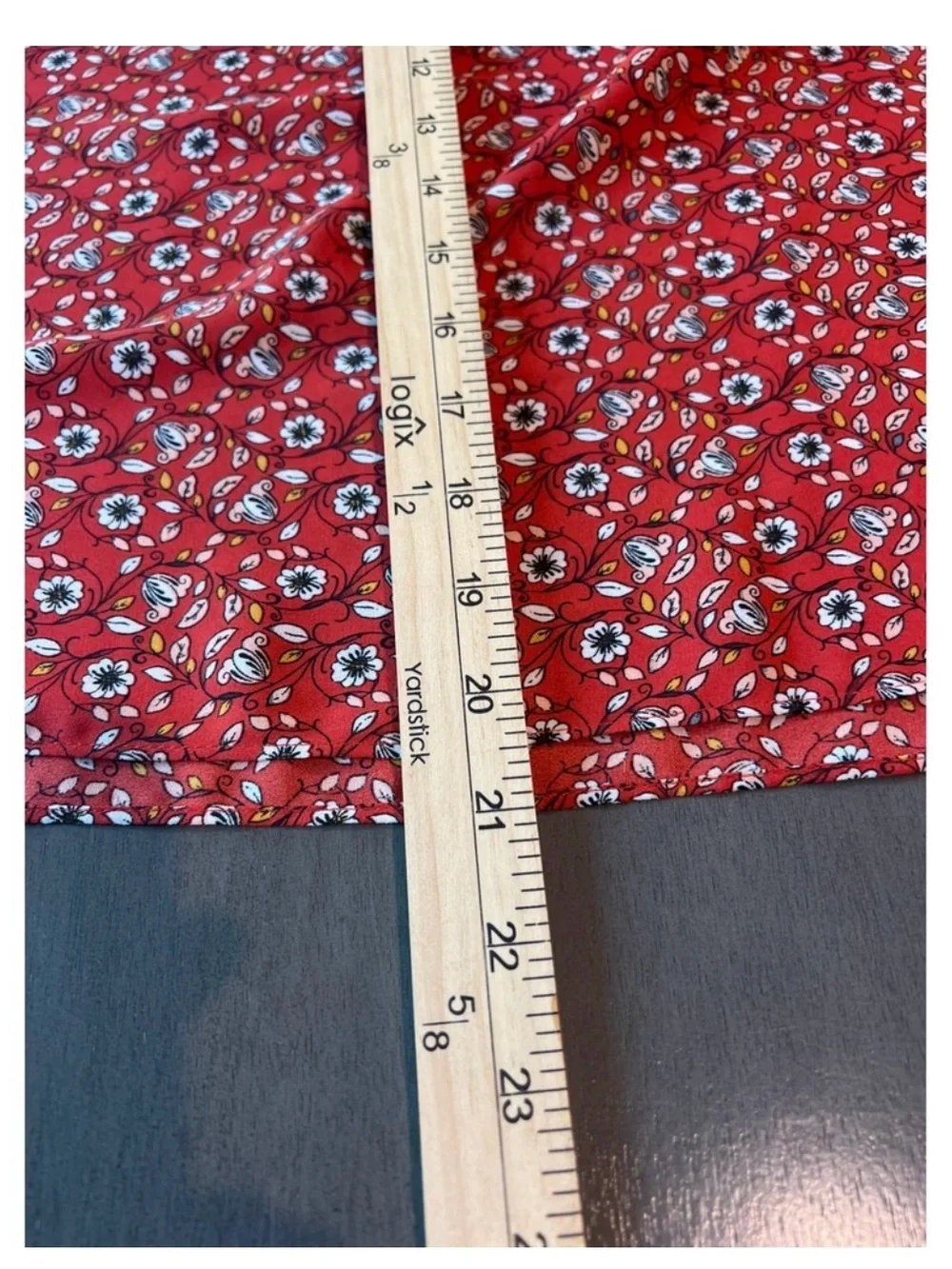 Max Studio Red Floral Ruffle-Yoke Blouse